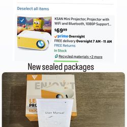 Projector, Projector with WiFi and Bluetooth, 1080P Support Movie Projector with Built-in Speaker, Compatible with Smartphone, HDMI, USB, AV, Fire Sti