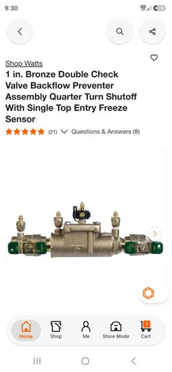 Shop Watts 1 in. Bronze Double Check Valve Backflow Preventer Assembly Quarter Turn Shutoff With Single Top Entry Freeze Sensor