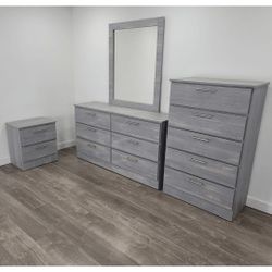 Dresser with Mirror, Chest and 1 Nightstand ⚜️ Cómoda con Espejo, Gavetero y Mesita de Noche 🚚[Fast-Delivery]💨