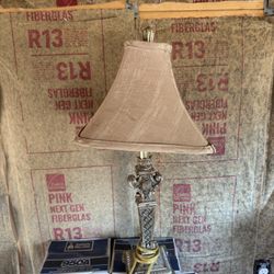 Vintage-Style Ornate Table Lamp with Tapered Shade