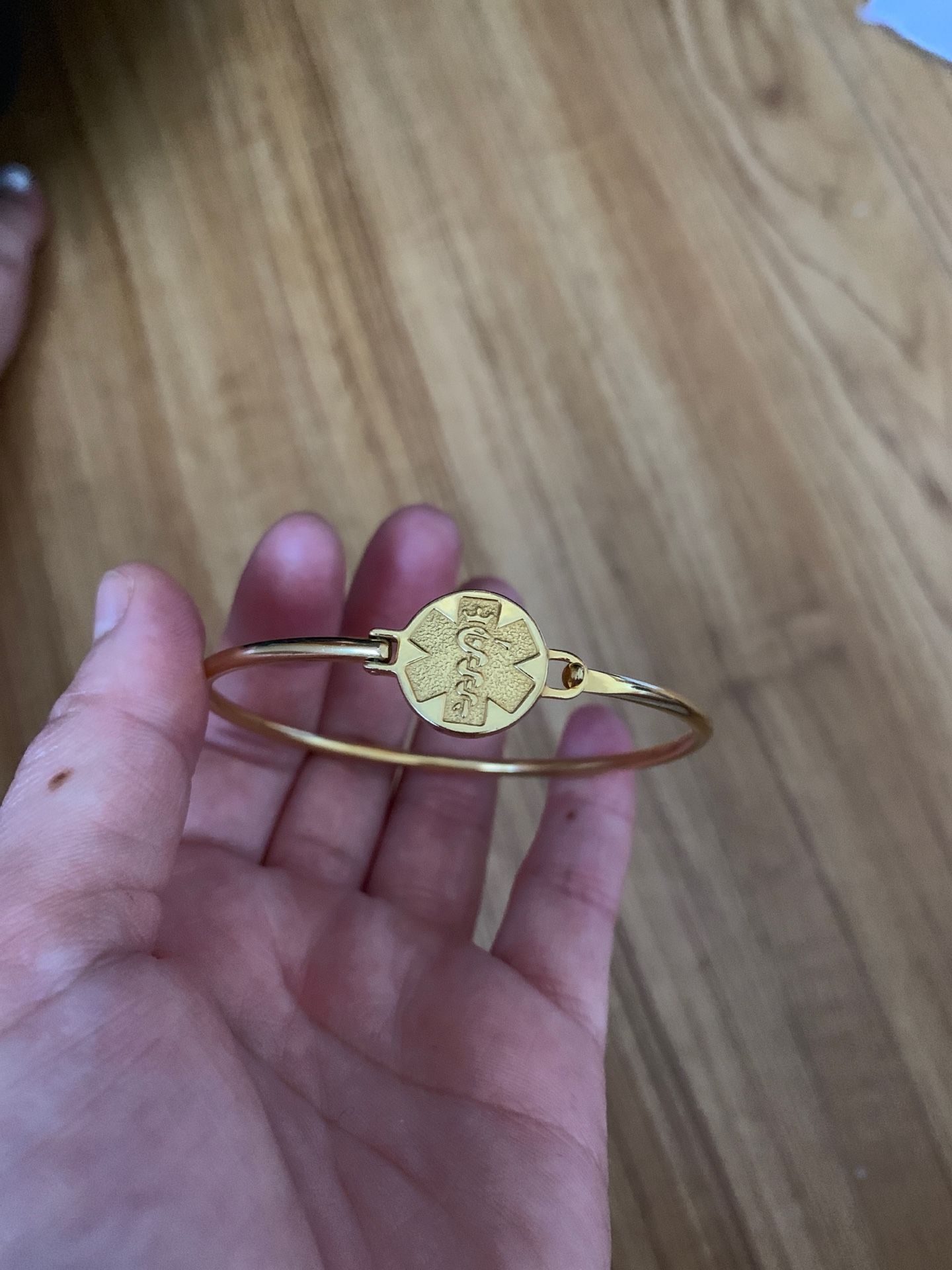 Gold stainless steel medical bangles size 5” to 5.5 wrist