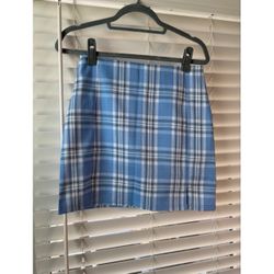 Blue Plaid Mini Skirt