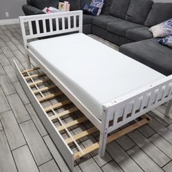 White Twin Bed Frame with Trundle
