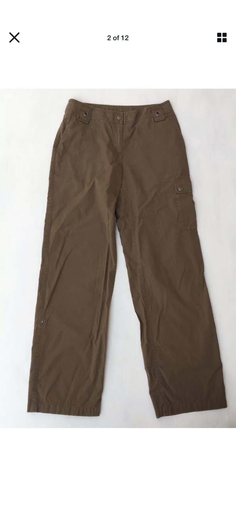 CHICO'S Brown Cargo Pants 6-Pocket Convertible 100% Cotton Sz 0