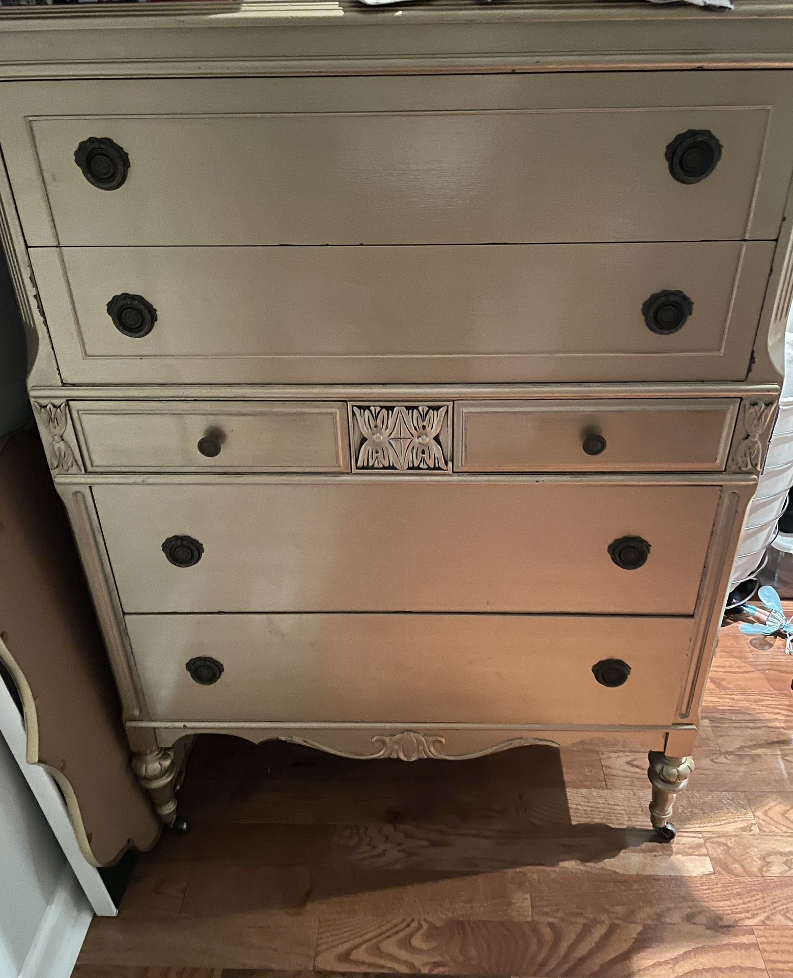 Vintage Wooden Dresser -Gold Painted 