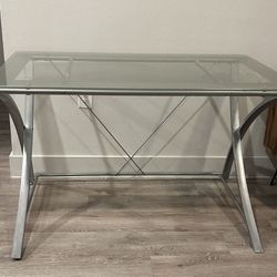 Contemporary 2pcs Glass Desk Set 