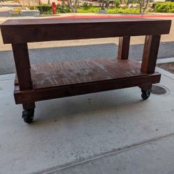 (3) Sold Wood Tables On Caster 