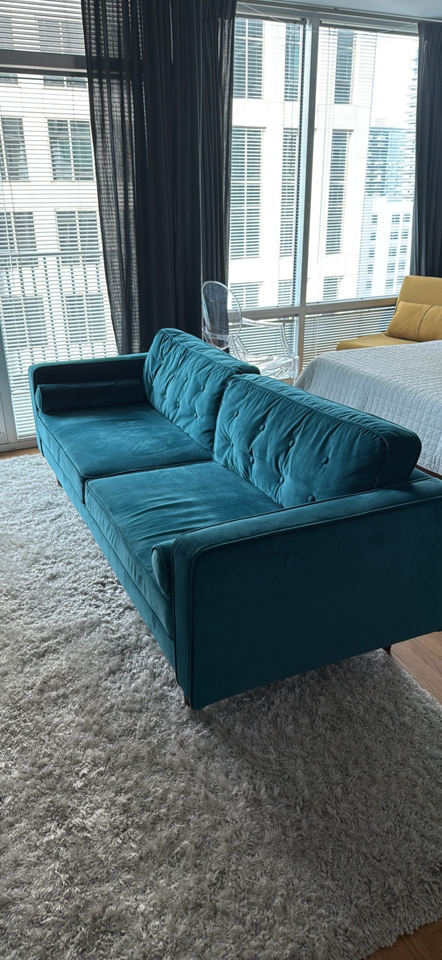 Sofa Teal Performance Velvet