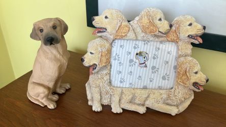 Dog  Golden Retiever Figurine Photo Frame Fits 4×6 Pic Dog Lover Home Décor.  