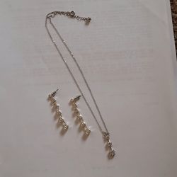 Sterling Silver Necklace And Ear Rings Set