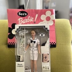 NEW Limited Edition 1999 Barbie See’s Candies Doll. First Job~Sales Person