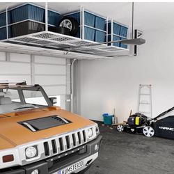 3x6 Garage Storage Overhead Rack  Adjustable Ceiling Mounted Storage Racks, 800LBS Weight Capacity, 22"-40", White