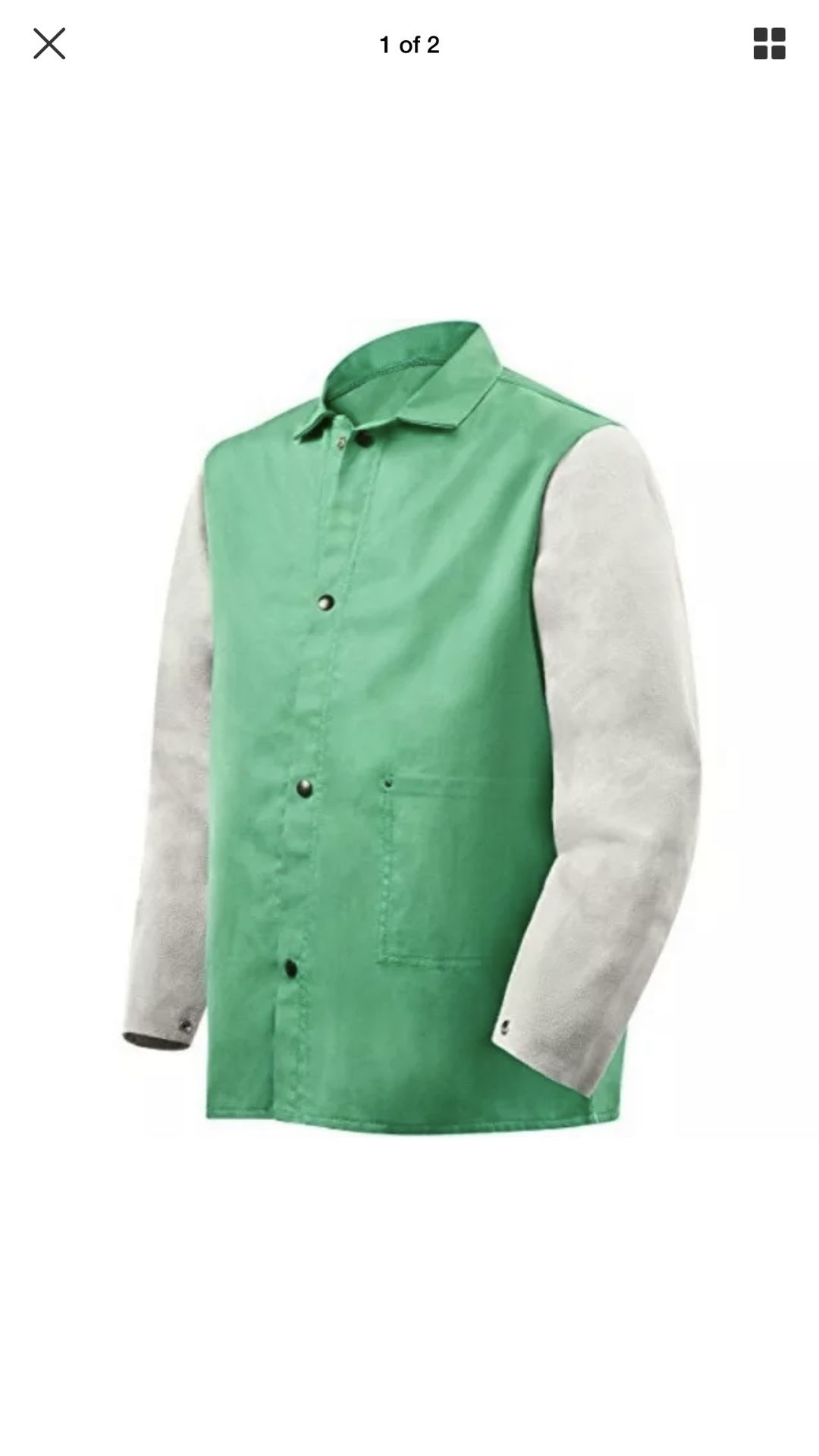 Steiner1230 Welding Jacket, Weldlite Plus Green Cotton,Gray Cowhide Sleeves(3XL)