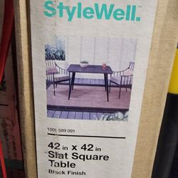Outdoor/Indoor Slat Square Table,black, NEW