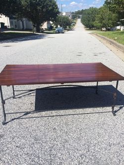 Country Farm Table with metal legs