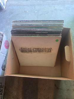 Box of vinyl records jazz rock coltrane the who