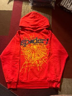 Sp5der Red Hoodie with Web Graphic
