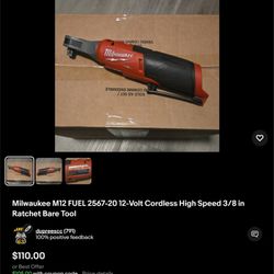Milwaukee M12 FUEL 2567-20 12-Volt Cordless High Speed 3/8 in Ratchet Bare Tool