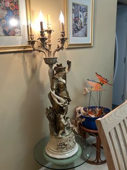 Vintage Ornate Figural Candelabra Table Lamp – 5 Light – Classical Style