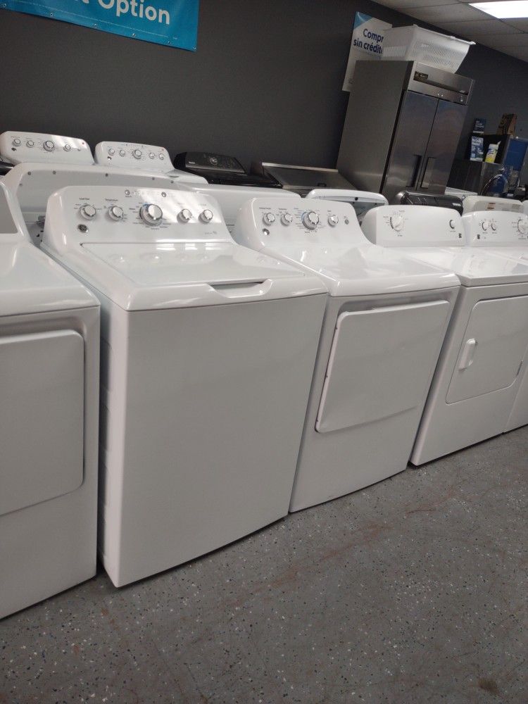 GE WASHER AND DRYER SET LOAD SIZE PRECISE FILL DEEP WATER FILL HE TURBO RINSE OPTIONS AUTO SOAK EXTENDED TUMBLE 