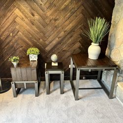 Beautiful 4 Piece Farmhouse  Industrial Tables. Designed in a popular industrial-rustic style.