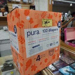 Pura Sensitive Soft Sustainable Baby Diapers, Size 4, 132 Count 