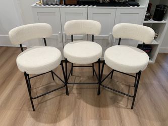 24'' Bar Stools Set of 3, for Kitchen Island. White