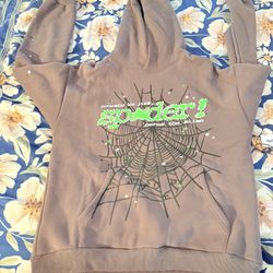 Sp5der Wait Web Hoodie in Slate Grey (Size Large)