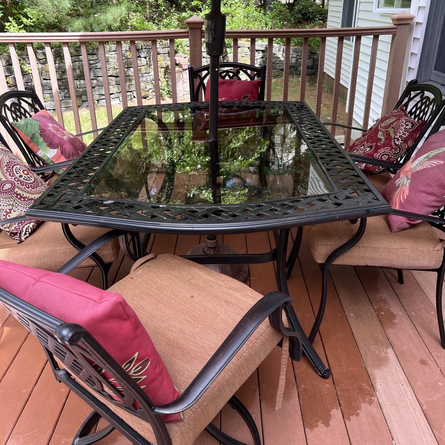 Outdoor Patio Dining Set By Hampton Bay 7 Piece Set Glass Dining TableAnd 6 Chairs for Sale in Queensbury NY OfferUp