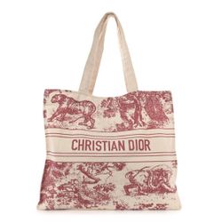 Christian Dior Dioriviera Burgundy Beige Straw Tote Bag New.