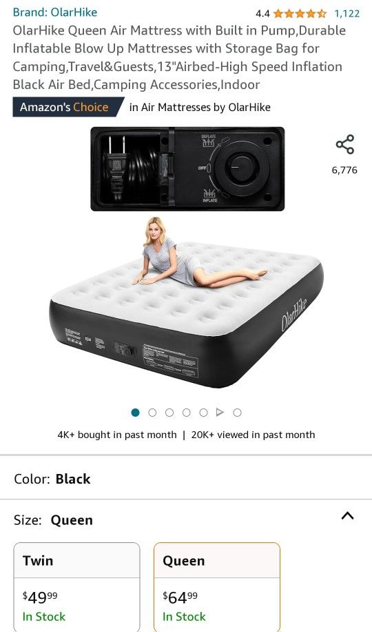 Olarhike 13" Automatic Pump Airbed (Queen)