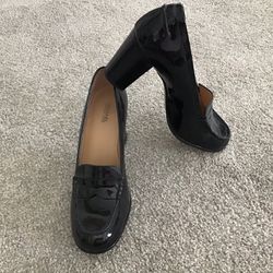 MICHAEL KORS WOMENS SIZE 8 M BLACK LEATHER HIGH HEEL PUMPS PATENT LEATHER DRESS SHOES WORK PARTY