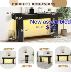 😁 Long Console Table with LED Light, 63 Inch Wood Entryway Table with USB Power Outlet, Narrow Sofa Behind Couch Table, Farmhouse Entry Tables for En