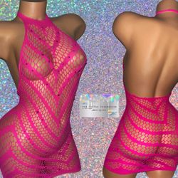 EXOTIC/ STRIPPER/ RAVE WEAR: 1 PIECE DRESS WITH RHINESTONES 