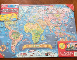 New T.S. Shure Wooden Magnetic World Map