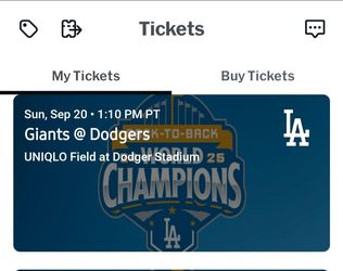 $90 total: 2 tickets RS8 for 9/20 Dodgers