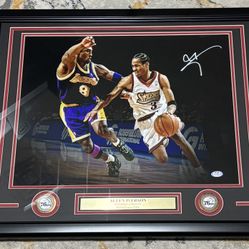 Allen Iverson Autographed Photo, Professionally Framed. Measures 22x26. Includes COA