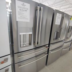 $3899(MSRP$4799, Save $900) GE CAFÉ SMART French 4 Door Refrigerator With Autofill Dispenser and Built-In WiFi