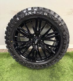 New 22 inch gloss black zl1 style wheels wrapped in 33x12.50R22 atturo MT tires
