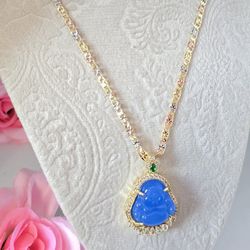 Gold Filled Tri Tone Chain With Buddha Quartz Pendant
