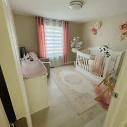 Baby Nursery Crib Dresser Swivel Chair 