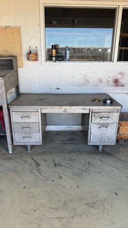 Vintage Fortress Steel Tanker Desk – 60” Heavy Duty Industrial Desk