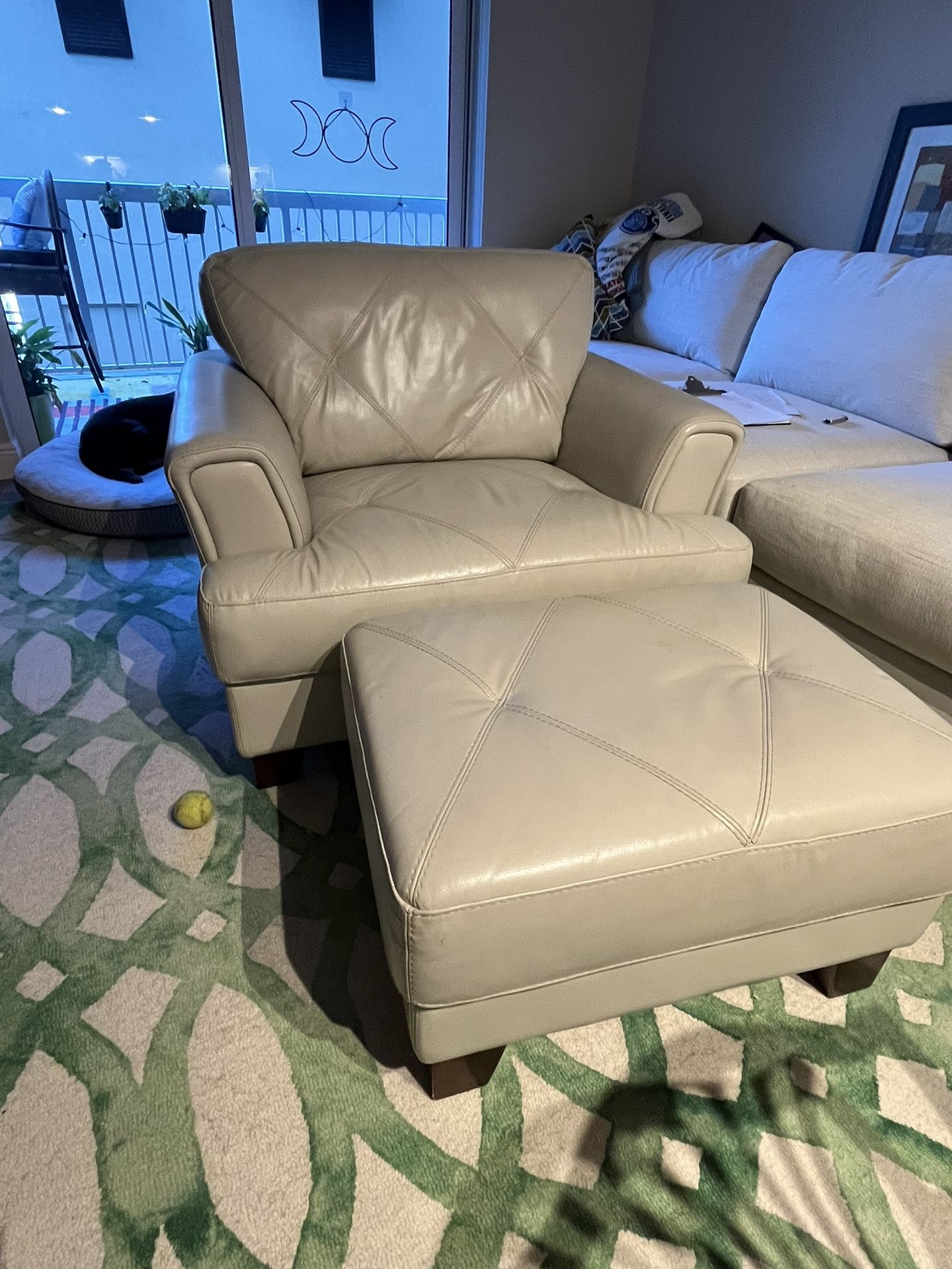 Leather Lounge Chair And Ottoman