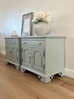 Refinished Night Stand Set Of Two, Solid Wood End Table Set