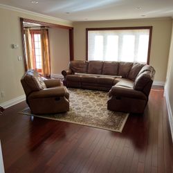 Great condition Leather Sectional With Leather Chair