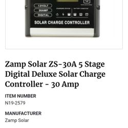 Zamp 30Amp  Solar Charger Still In Sealed Box 