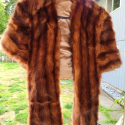 Red Striped Fur Shawl