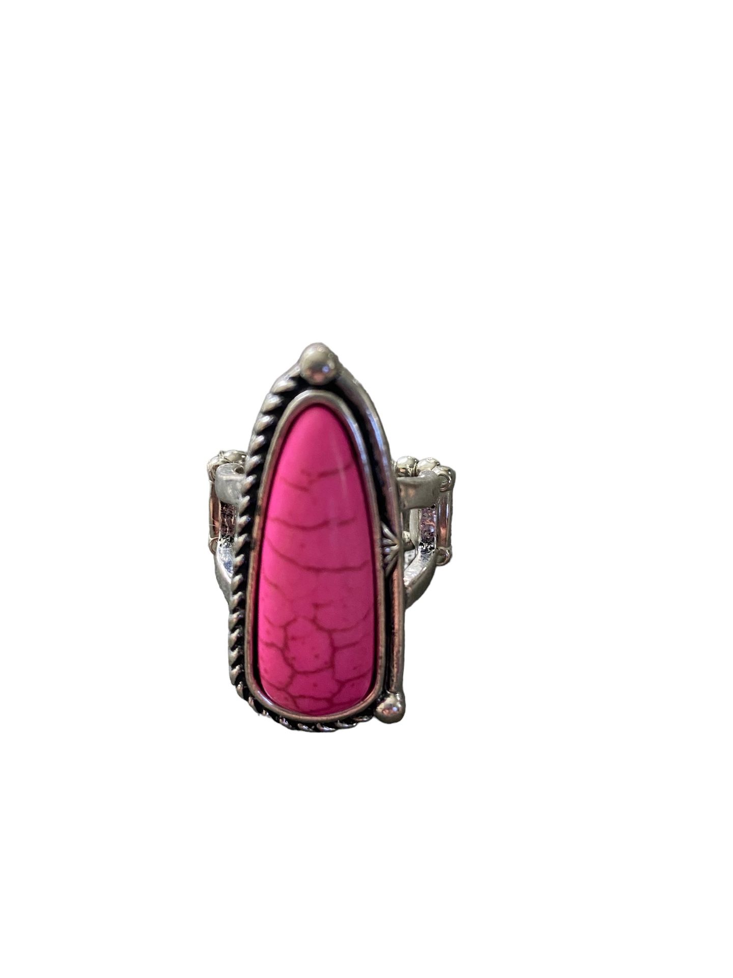 New/ Pink Crackled Statement Ring By Paparazzi 