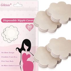 80 Pieces Nipple Pasties For Women Disposable Invisible Satin Nipple Covers Petals Breast Pasties Stickers