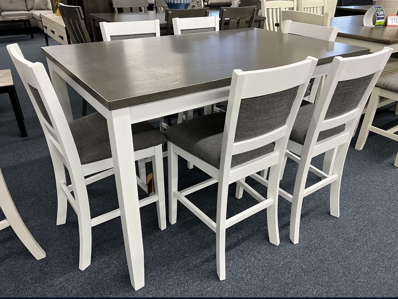 Grey And White 7pc Dining Set Counter Height